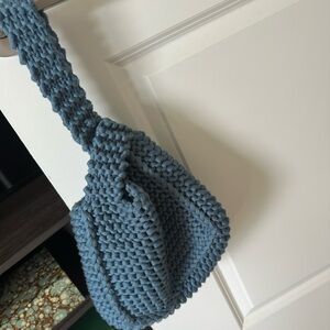 Handcrafted Blue Knit Bag